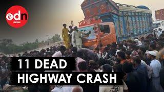 At least 11 dead after a highway crash in Pakistan