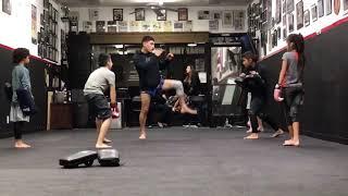 Teaching Muay Thai at Carillo Muay Thai in Santa Ana California