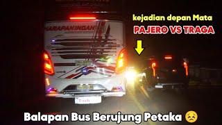 INALILLAHI !! Balapan Bus Berujung Petaka, Isuzu Traga Vs Pajero Depan Mata