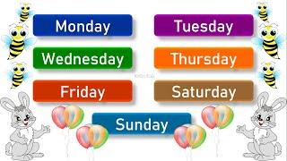 Days of the Week with spellings, Learn days of the week with spelling easily  for Kids,Sunday Monday