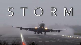 Airbus A380 battle with stormy weather during breathtaking takeoff