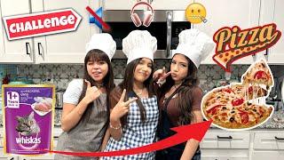 We Made a Crazy PIZZA  (Challenge) Blindfolded , Mute and Deaf with my SISTERS | eslis