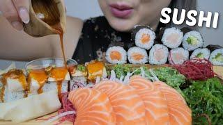 SUSHI ASMR *Tuna Tataki Roll, Salmon Sashimi with Mini Maki Rolls Relaxing Eating Sounds | N.E