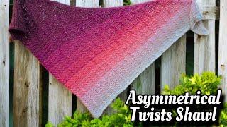 Crochet Easy Shawl Tutorial Using Any Yarn - "Asymmetrical Twists"