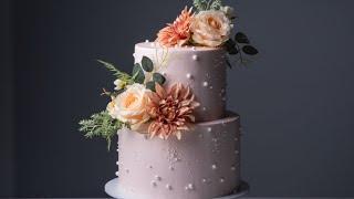 Wedding Worthy Pearl and Floral cake