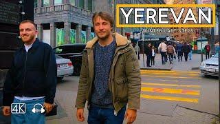 Walking Tour in Yerevan, Armenia, Winter last steps, February 22, 2024, 4K 60fps