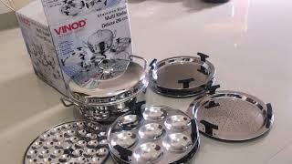 Vinod Stainless Steel 3 in 1 Multi Kadai Unboxing Review - Idli, Patra, Dhokla Maker