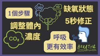 只要1個步驟調整體內pH值及二氧化碳濃度，立即修正缺氧的狀態，呼吸更有效率