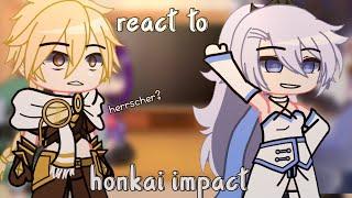 genshin react to honkai impact ofc it's kiana || some theories maybe?