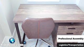 Home Delivery and Professional Assembly Service. Brown computer desk and chair build