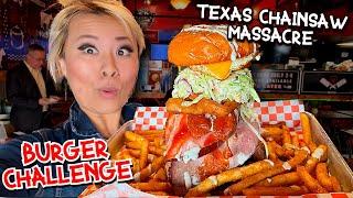 ABBEY'S BBQ TEXAS CHAINSAW MASSACRE BURGER in San Diego, CA!! #RainaisCrazy