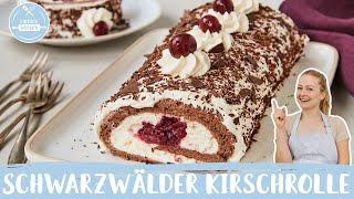 Schwarzwälder Kirschrolle  | Omas Klassiker | Biskuitrolle | Einfach Backen