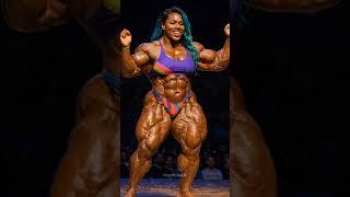 HUGE female bodybuilder having some fun after her victory!