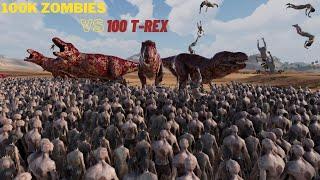 100 Thousand Zombies Vs 100 T rex | myrag | Ultimate Epic Battle Simulator 2