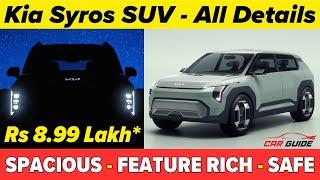 2024 Kia Syros SUV to Launch Soon - Tata Curvv Rival  Mini Scoprio N 