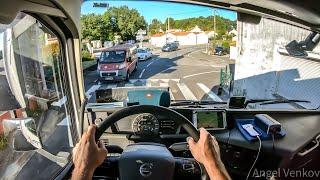 POV truck Driving Volvo fh13 500 Narrow roads North France 