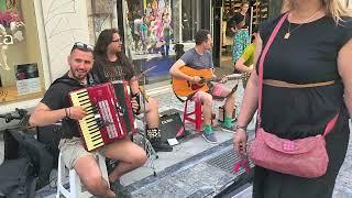 Ermou Street Greek Athens Greece May 2023 Street music May 2023