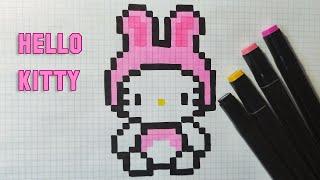 Как нарисовать HELLO KITTY в костюме Зайчика по клеточкам | How to Draw HELLO KITTY Bunny Costume