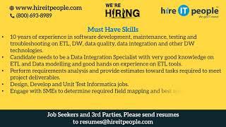 Data Management - Data Integration Jobs | Informatica Jobs |  Pittsburgh, PA | Job ID: 34420 |