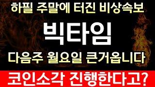 빅타임코인 하필 주말에터진 비상속보 코인소각 미쳤다 다음주 월요일 큰거온다