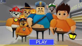 FAMILY! HALLOWEEN PAW PATROL BARRY! Full GAMEPLAY #ScaryObby #roblox