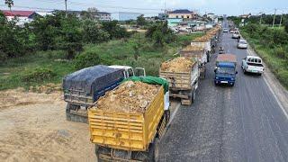 WOW! Road Connected Huge Size Project New Road Building By Bulldozer KOMATSU D53P, 5ton Truck