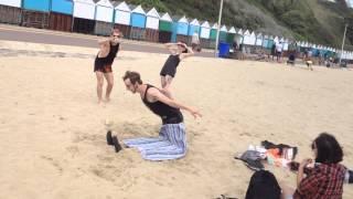 Mikey springs into life on Bournemouth beach