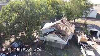 Roofing near Wichita KS before and after drone footage