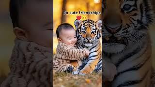 Cute pets with cute Vibe cute babySo cute baby️When friend with baby nd tiger#cute #animal#short