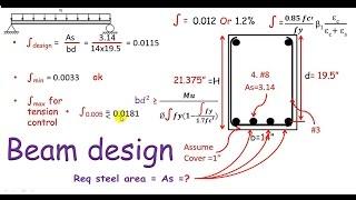 RCD:- Beam design / design of single reinforced concrete beam section