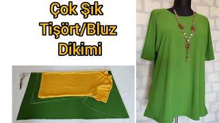 Çok Şık ve Kolay Tişört/Bluz Kesimi Dikimi5 Dakikada Kes 10 Dakikada Dik Giy