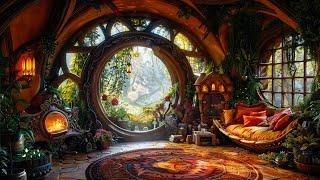 Cozy Hobbit House in the ForestSpring Day w/ Dreamy Magical Music Fireplace for Rest, Relax, Sleep