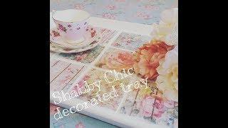 Shabby Chic Tray using hand decorated Decoupage tiles