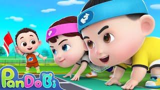 Who Can Run Fast | Sports Day Song | Family Games for Kids + Nursery Rhymes & Kids Songs - Pandobi