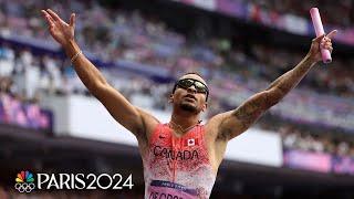 Andre de Grasse brings home 4x100m relay gold for Canada as Team USA falters | Paris Olympics