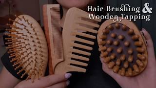 ASMR Wooden Hair Brushing & Tapping  No Talking, Layered Sounds