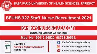 BFUHS Faridkot 922 Staff Nurse Recruitment 2021