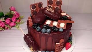 Мега Шоколадный  Торт с Шоколадным Декором .