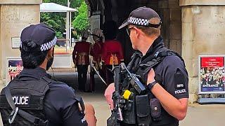 PRINCESS ANNE THE PRINCESS ROYAL and VIPs spotted at Horse Guards passing The King's Guard!