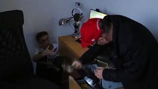 Russian dad breaks his son's computer with a hammer