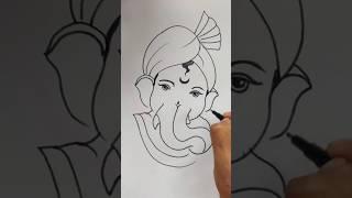 Quick simple and easy drawing of lord Ganesha face / Ganpati Bappa with turban/easy ganpati drawing