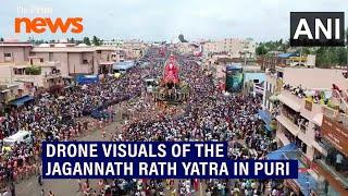 Drone visuals of the Jagannath Rath Yatra in Puri