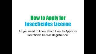 How to Apply for Insecticides License