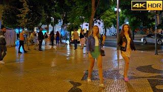 Portugal-Lisbon Night Walk Al Fresco dining after LockdownRelaxation [4K HDR]