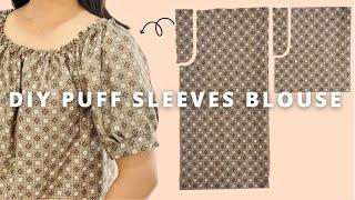 EASY pattern to make puff sleeves | elastic neckline off shoulder blouse