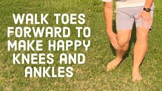 Walk with toes forward to make happy knees and ankles