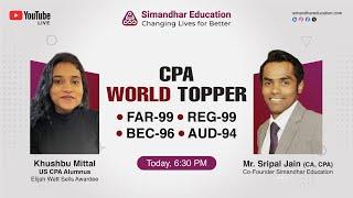 CPA Breaking news: Simandhar Smashes Records! Meet  5th CPA World Topper-  Live on YouTube!