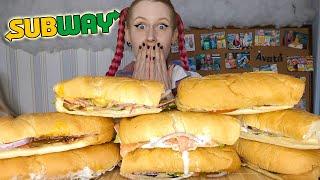 Мукбанг | Сэндвичи сабвей! ОГРОМНЫЕ БУЛКИ ТУТ | SUBWAY Mukbang