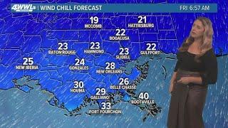 Thursday 12PM Weather: Cold and blustery tonight with freezing temperatures Friday morning