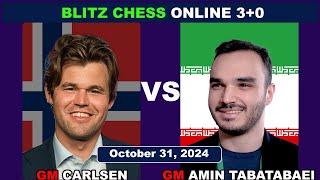 Magnus Carlsen vs GM Amin Tabatabaei | Blitz Chess 3+0 | ChessCom | October 31, 2024